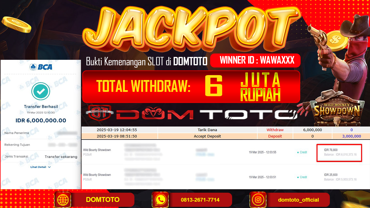 JACKPOT SLOT WILD BOUNTY SHOWDOWN 19 MARET 2025